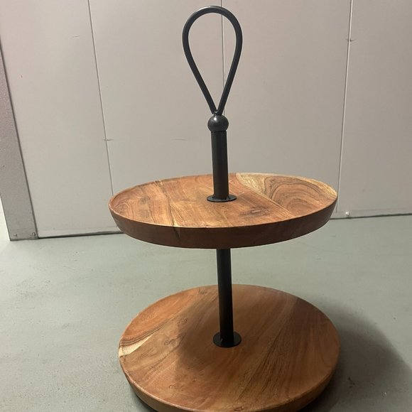 Two-Tiered Iron & Wood Countertop Fruit Stand - Picture 1 of 5